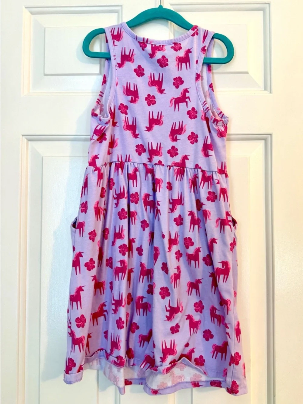 wonder nation Lavender Tank Dress with Hot Pink Unicorn Print